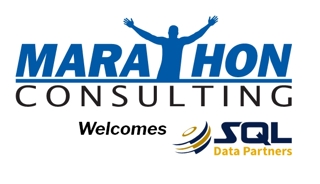 Marathon Consulting Logo with SQL Data Partners Logo Combo for Acquisition Announcement